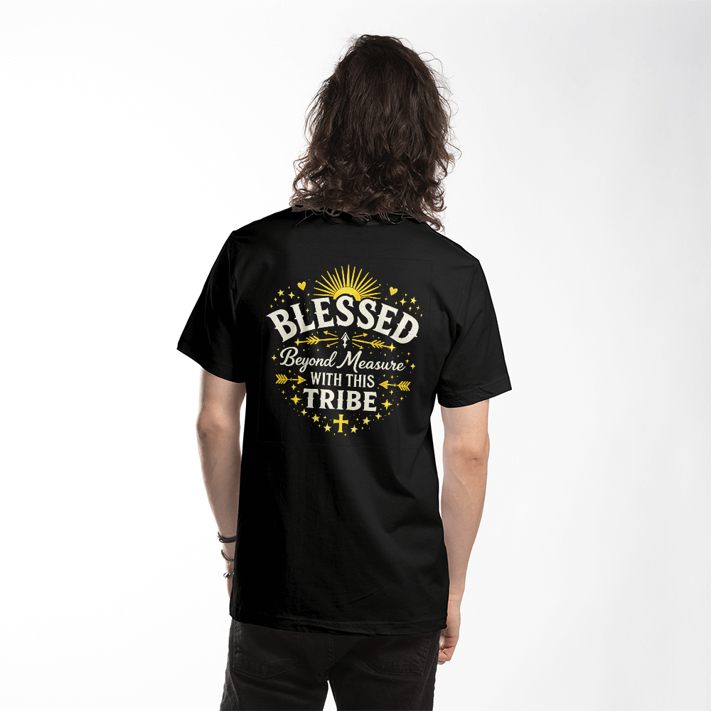 Blessed Beyond Measure Premium T-Shirt – Faith & Family Collection – Christian Tribe Back-Print Tee