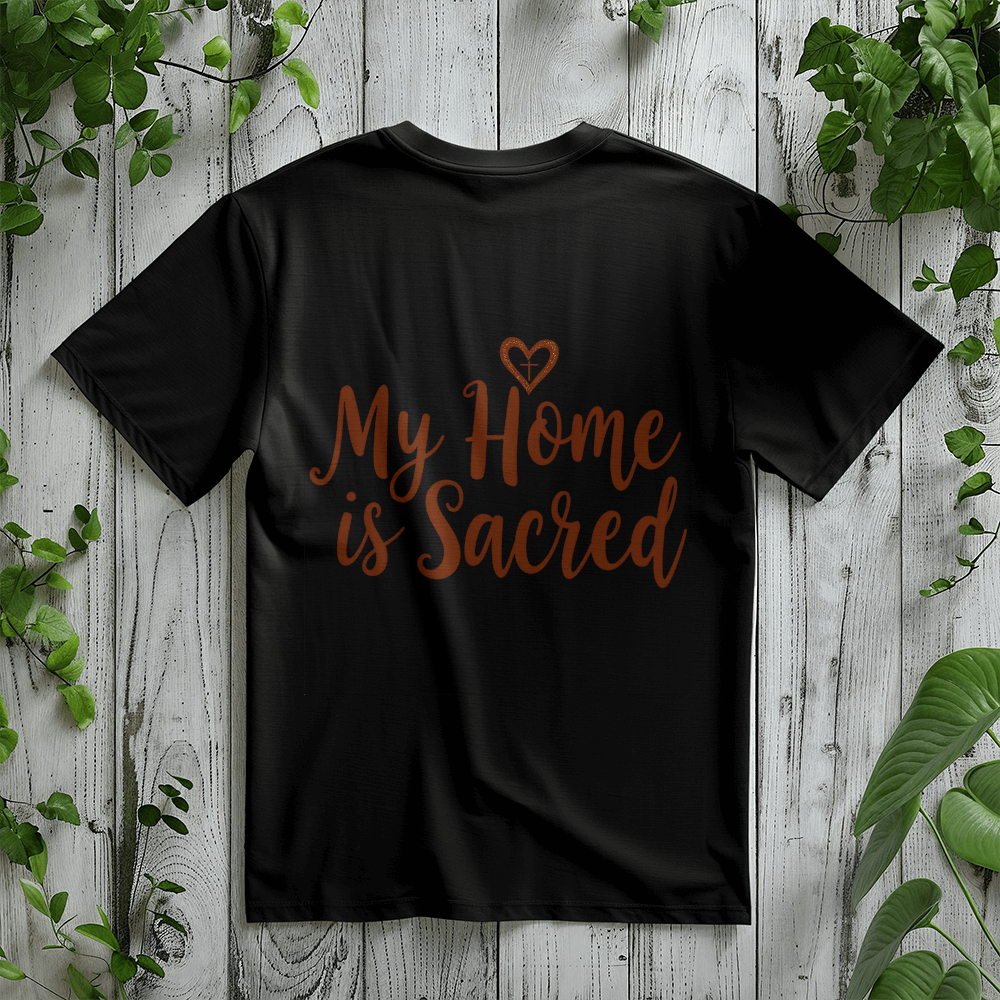 My Home is Sacred Premium T-Shirt – Faith & Family Collection – Christian Statement Back-Print Tee