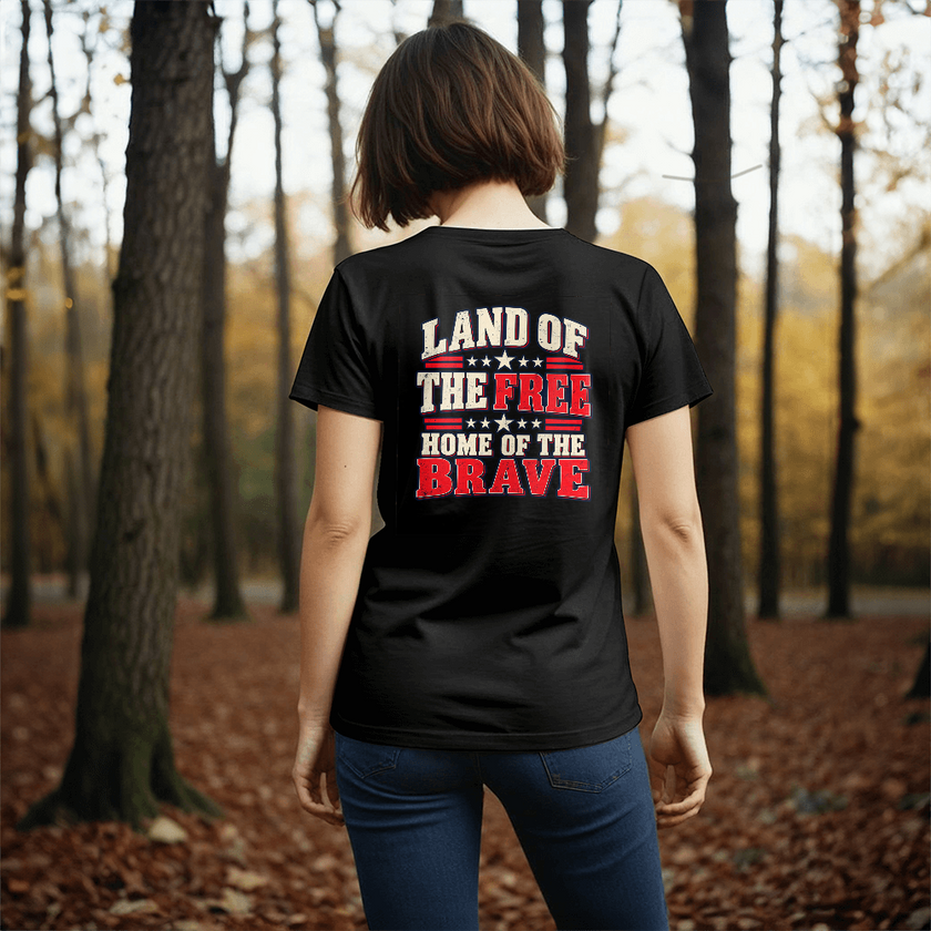 Land of the Free patriotic t-shirt back print