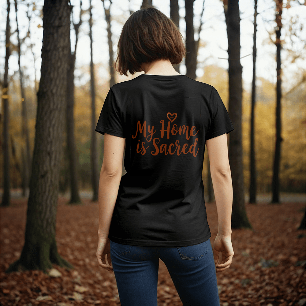 My Home is Sacred Premium T-Shirt – Faith & Family Collection – Christian Statement Back-Print Tee