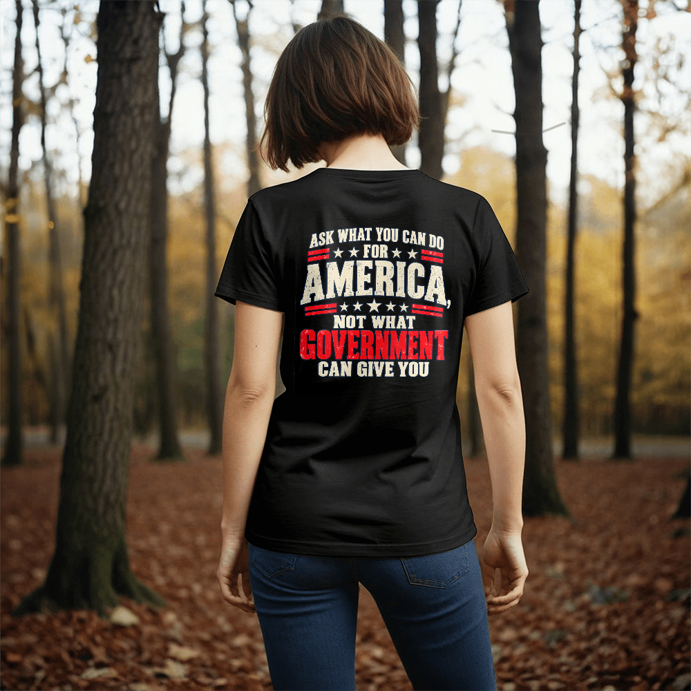 Ask What You Can Do for America patriotic t-shirt back print