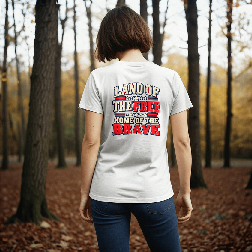 Land of the Free patriotic t-shirt back print