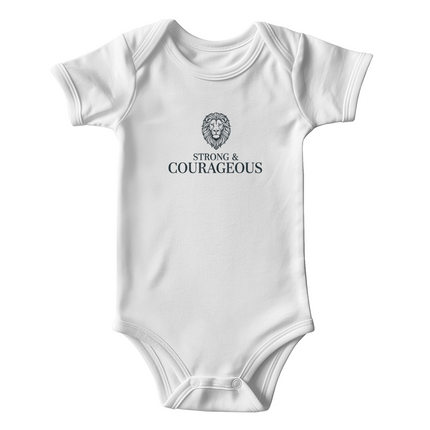 Gerber ONESIES® Strong & Courageous Baby Bodysuit | Modern Christian Boy Gift | Joshua 1:9 Lion of Judah Newborn Outfit