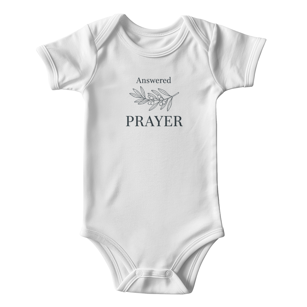 Gerber ONESIES® Answered Prayer Baby Bodysuit | Modern Christian Miracle Baby Gift | Minimalist Olive Branch Newborn Outfit