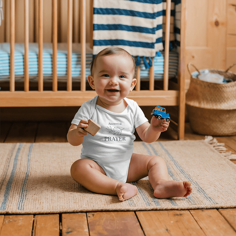 Gerber ONESIES® Answered Prayer Baby Bodysuit | Modern Christian Miracle Baby Gift | Minimalist Olive Branch Newborn Outfit