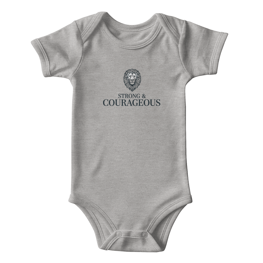Gerber ONESIES® Strong & Courageous Baby Bodysuit | Modern Christian Boy Gift | Joshua 1:9 Lion of Judah Newborn Outfit