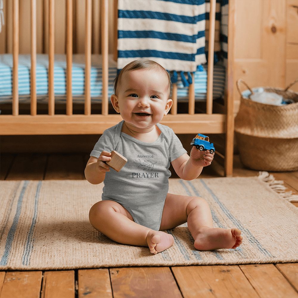 Gerber ONESIES® Answered Prayer Baby Bodysuit | Modern Christian Miracle Baby Gift | Minimalist Olive Branch Newborn Outfit