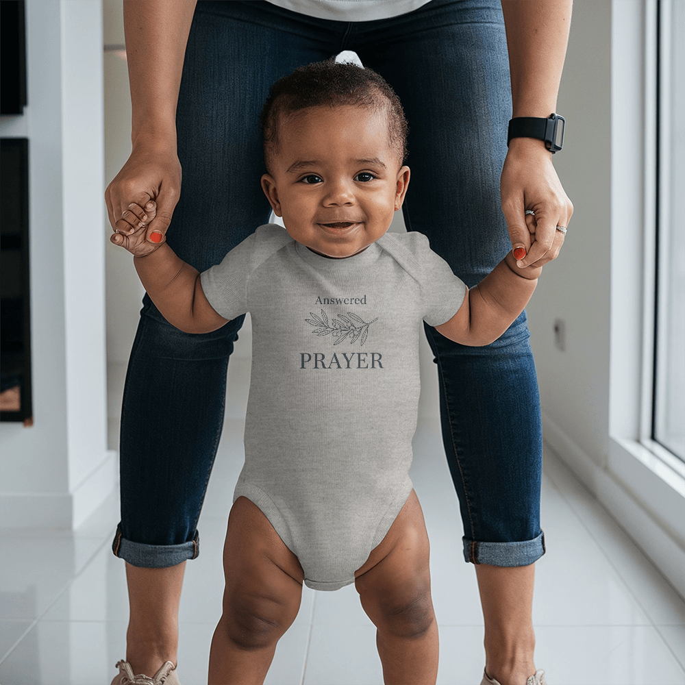 Gerber ONESIES® Answered Prayer Baby Bodysuit | Modern Christian Miracle Baby Gift | Minimalist Olive Branch Newborn Outfit