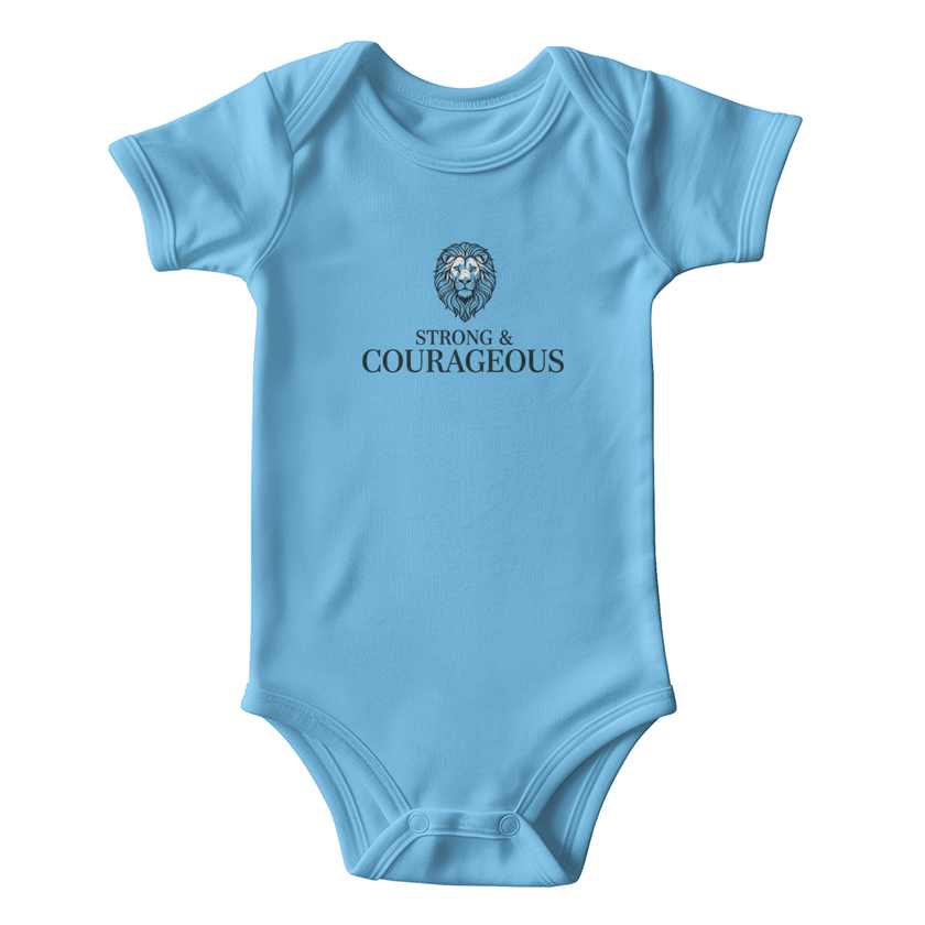 Gerber ONESIES® Strong & Courageous Baby Bodysuit | Modern Christian Boy Gift | Joshua 1:9 Lion of Judah Newborn Outfit