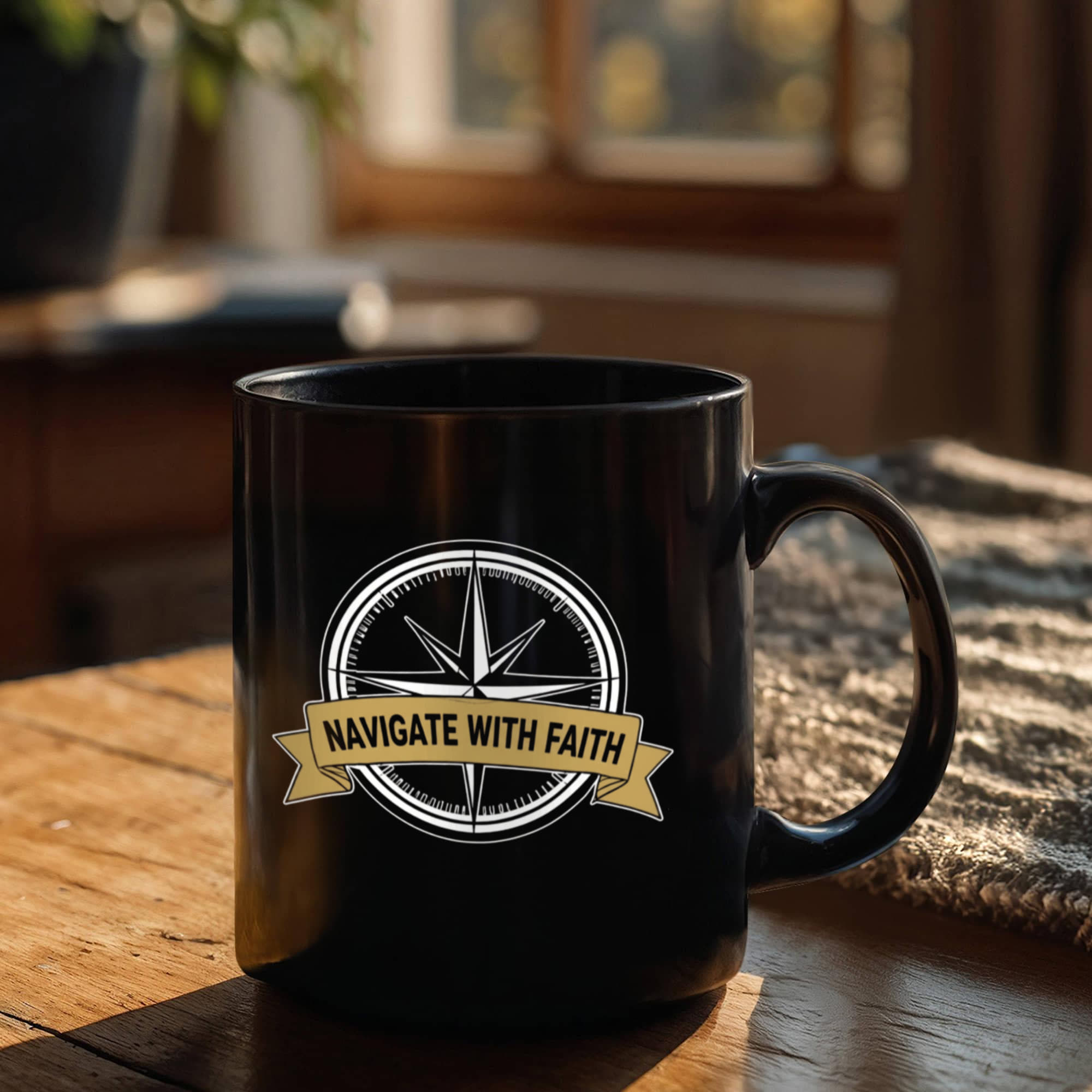 Navigate with Faith Compass Coffee Mug - Jeremiah 29:11 Christian Gift