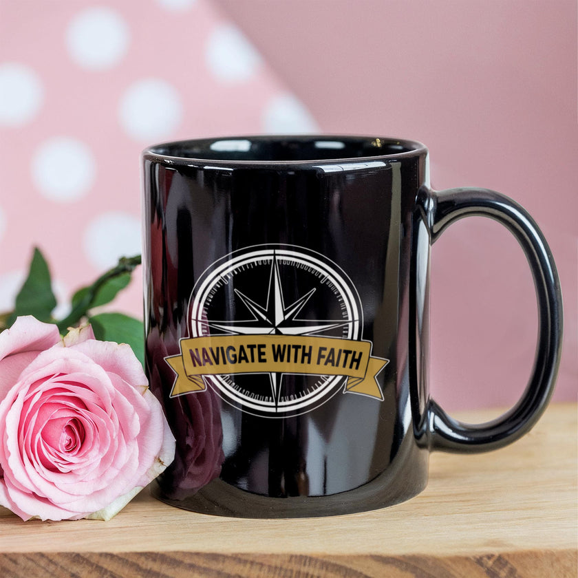 Navigate with Faith Compass Coffee Mug - Jeremiah 29:11 Christian Gift