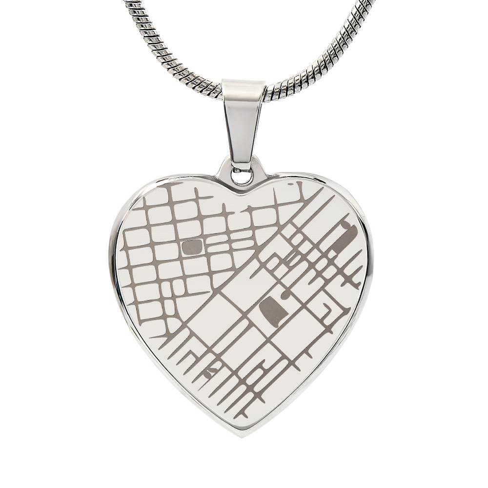 Personalized Map Heart Necklace - Your Special Place, Engraved Forever