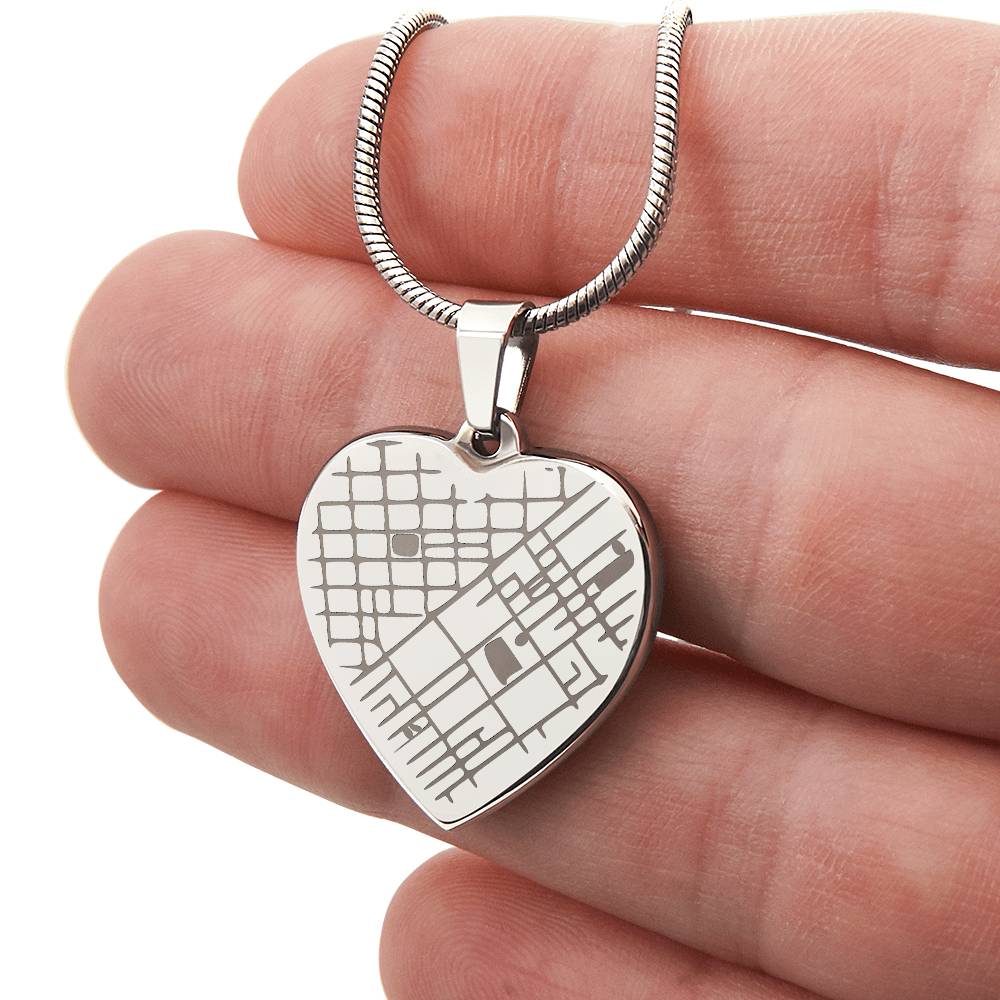 Personalized Map Heart Necklace - Your Special Place, Engraved Forever