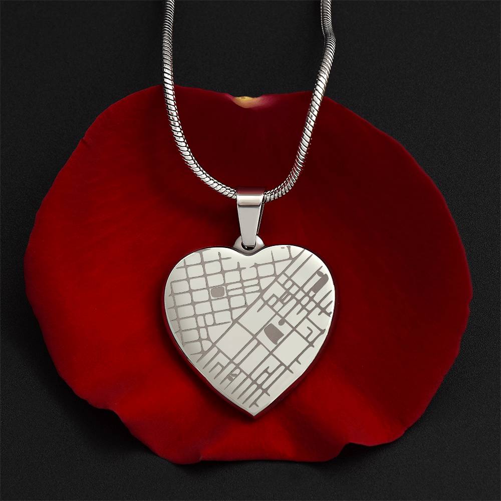 Personalized Map Heart Necklace - Your Special Place, Engraved Forever