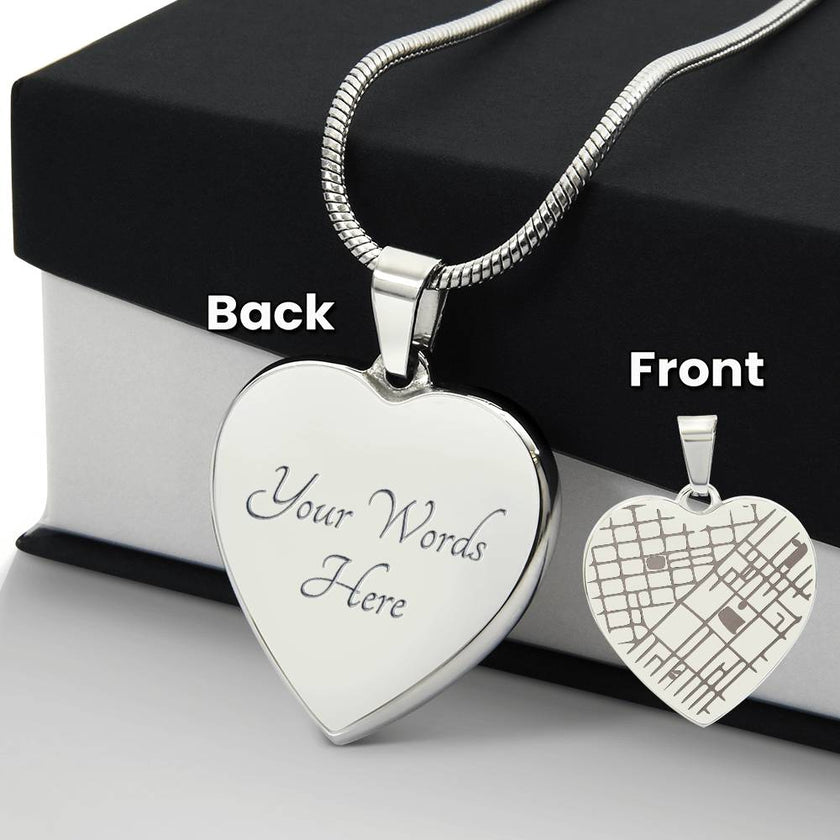 Personalized Map Heart Necklace - Your Special Place, Engraved Forever