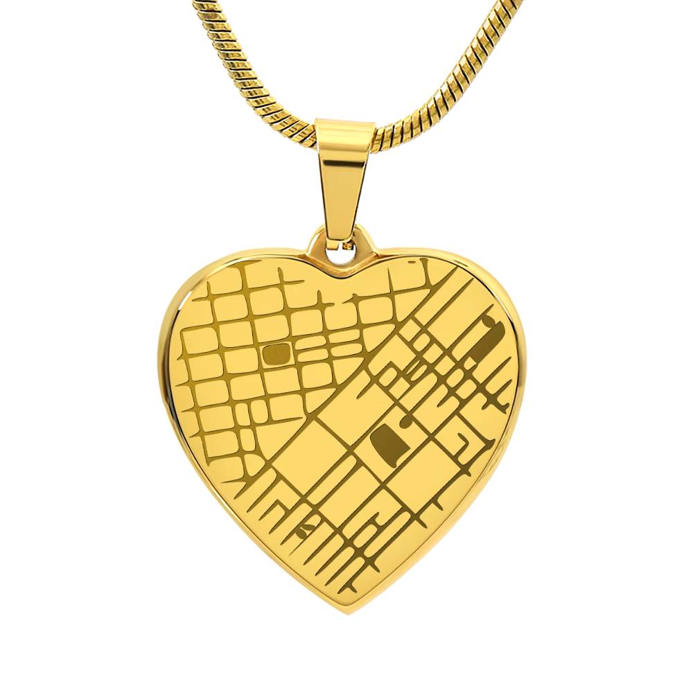Personalized Map Heart Necklace - Your Special Place, Engraved Forever