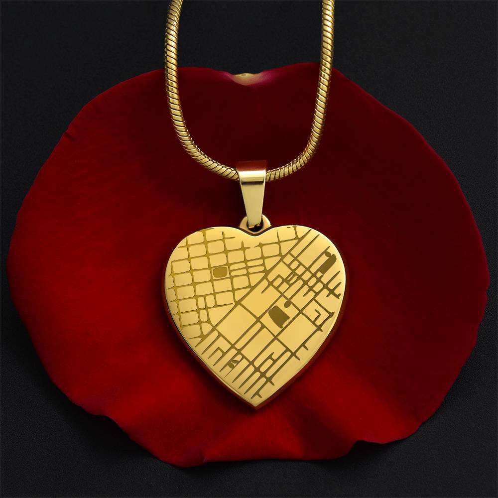 Personalized Map Heart Necklace - Your Special Place, Engraved Forever