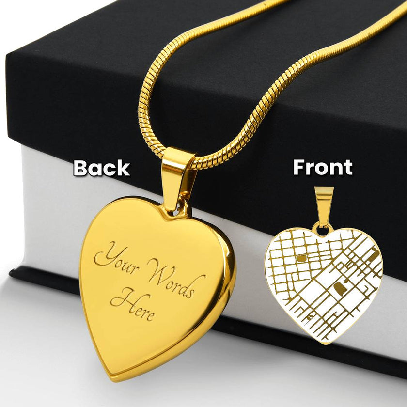 Personalized Map Heart Necklace - Your Special Place, Engraved Forever