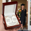 Strength and Courage Joshua 1:9 Personalized Graduation Cap Name Necklace - Christian Graduation Gift for Her - Signature Script Nameplate in Luxury LED Box