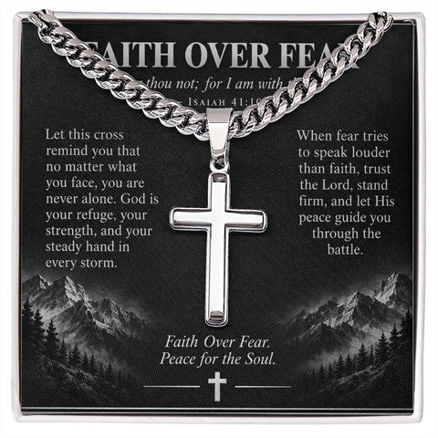 Faith Over Fear – Peace for the Soul Cross Necklace