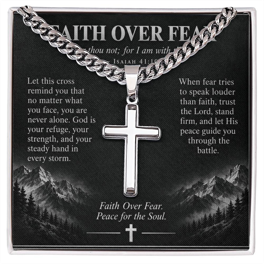 Faith Over Fear – Peace for the Soul Cross Necklace