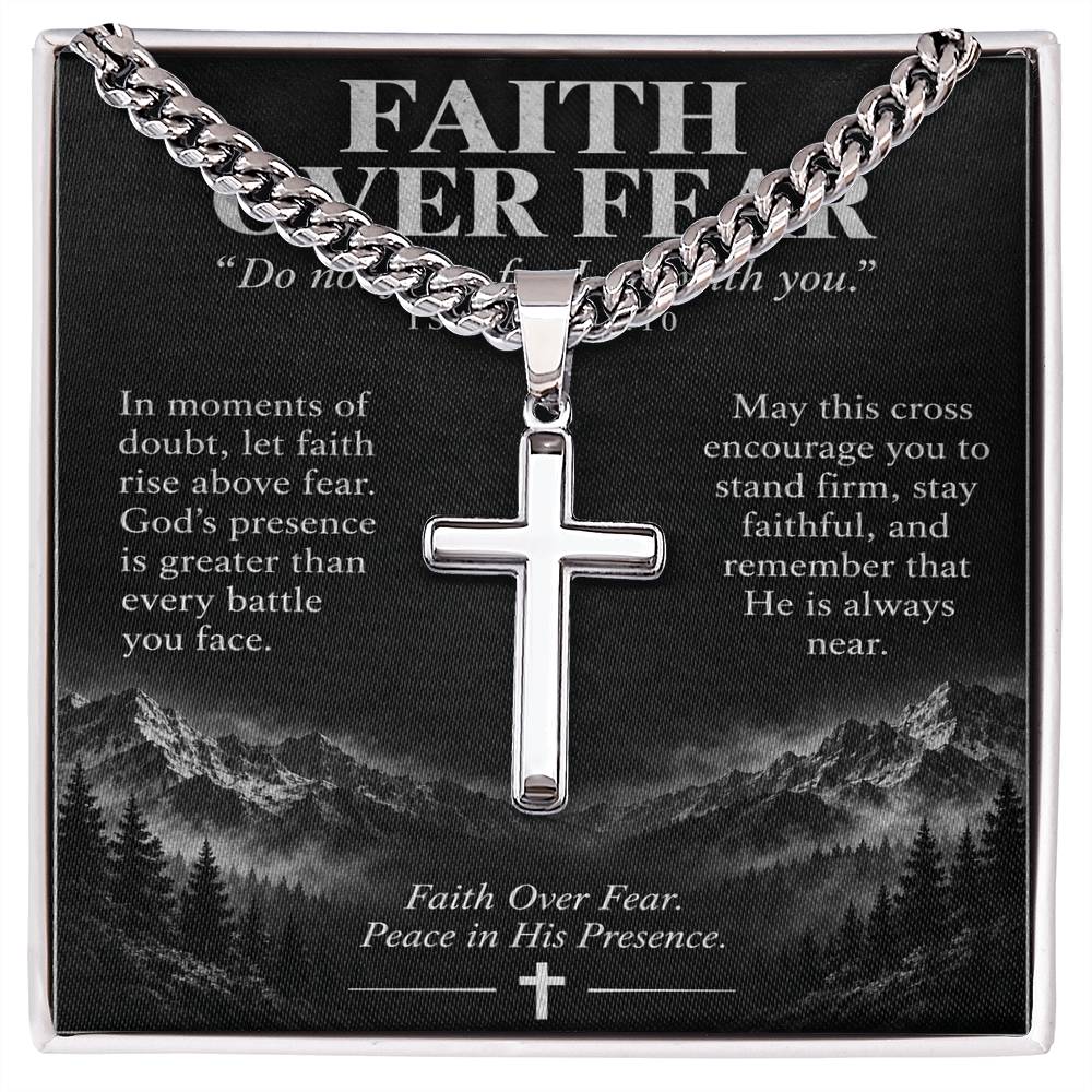 Courage Through Christ – Artisan Cross Cuban Link Necklace