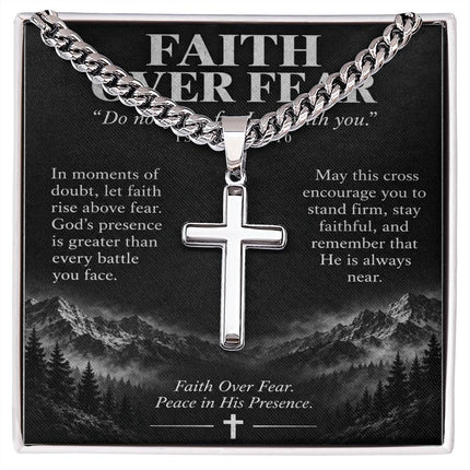 Courage Through Christ – Artisan Cross Cuban Link Necklace