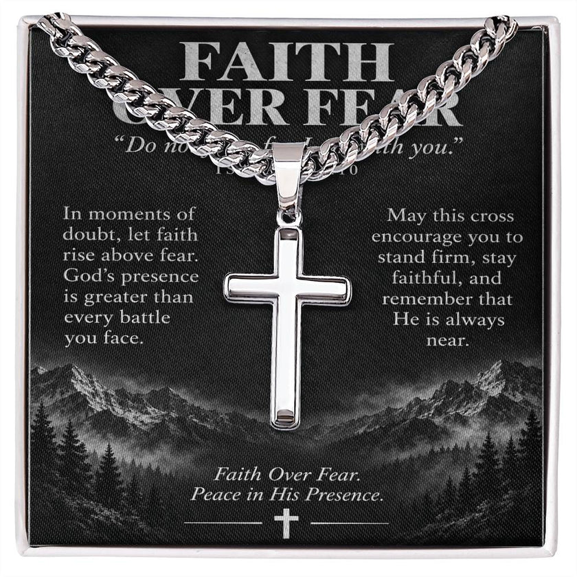 Courage Through Christ – Artisan Cross Cuban Link Necklace