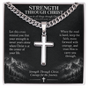 Strength Through Christ – Artisan Cross Cuban Link Necklace
