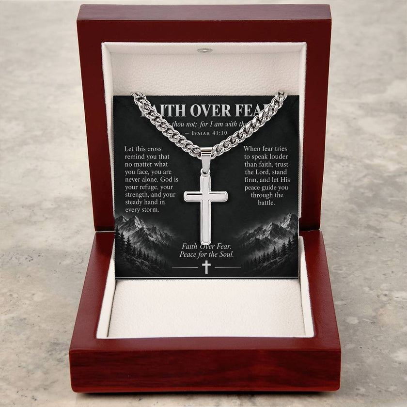 Faith Over Fear – Peace for the Soul Cross Necklace
