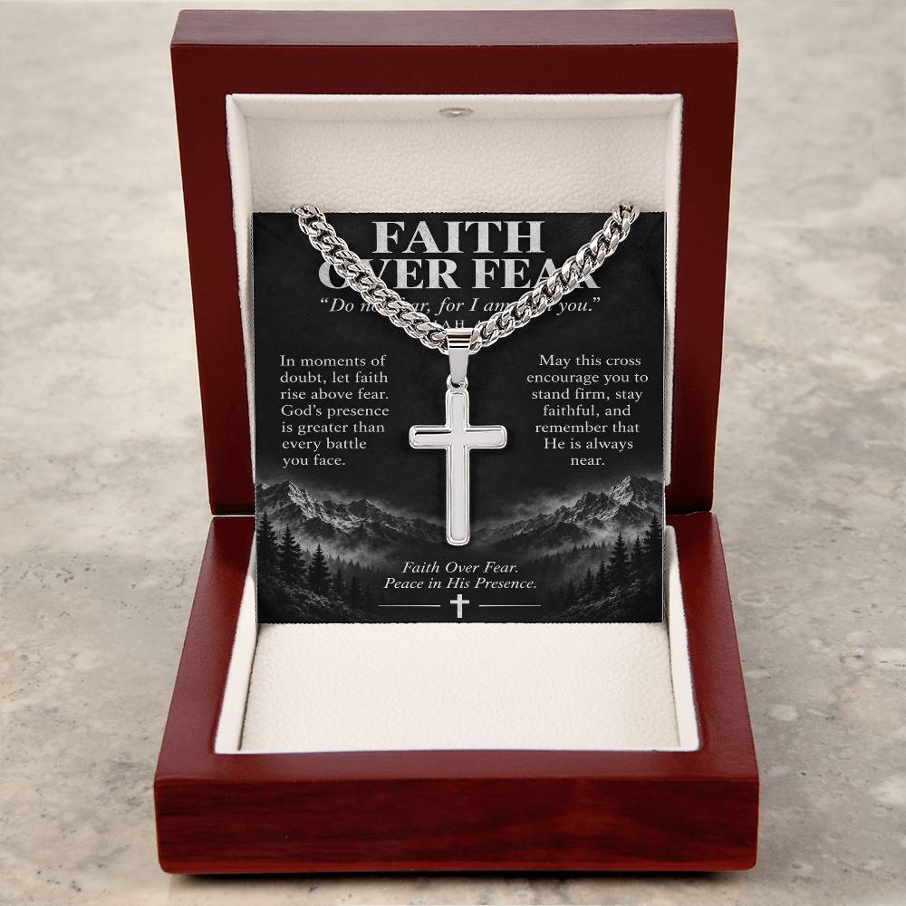 Courage Through Christ – Artisan Cross Cuban Link Necklace