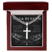 Walk By Faith – Trust Him Every Step Cross Necklace