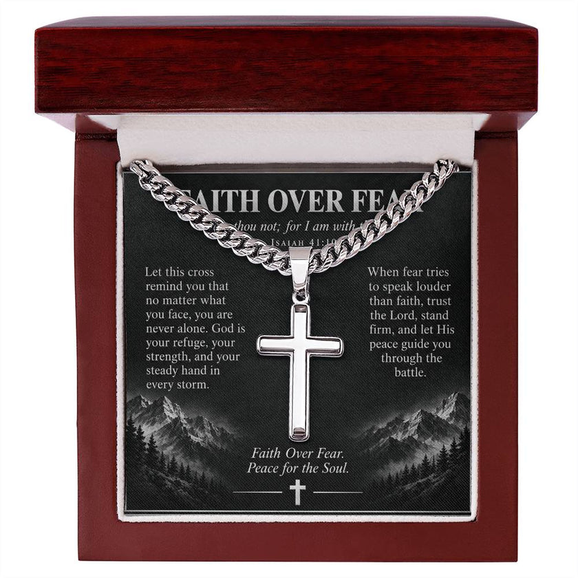 Faith Over Fear – Peace for the Soul Cross Necklace