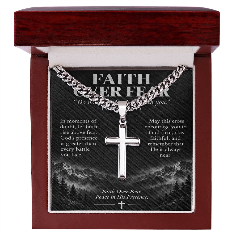 Courage Through Christ – Artisan Cross Cuban Link Necklace