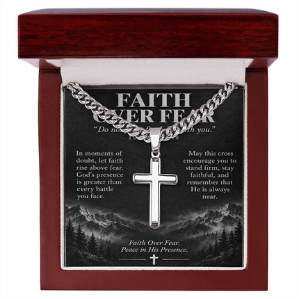Courage Through Christ – Artisan Cross Cuban Link Necklace