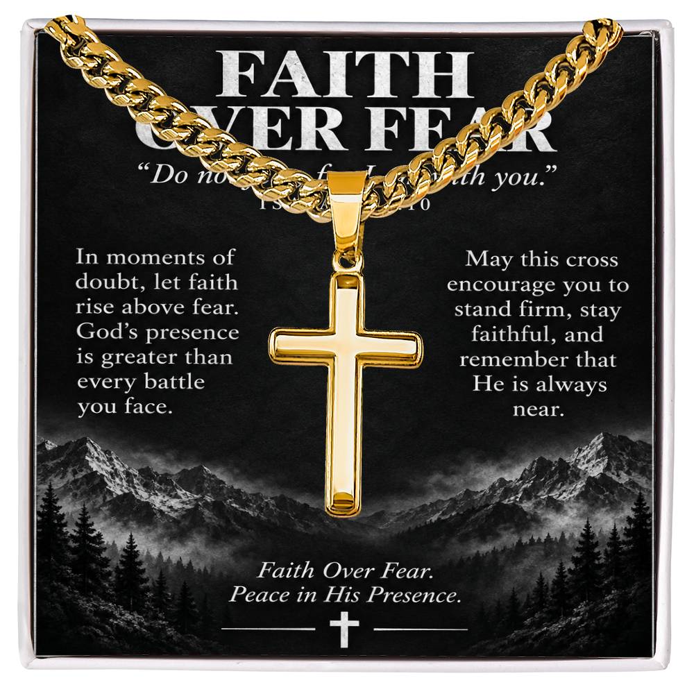 Courage Through Christ – Artisan Cross Cuban Link Necklace