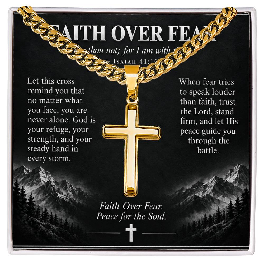 Faith Over Fear – Peace for the Soul Cross Necklace