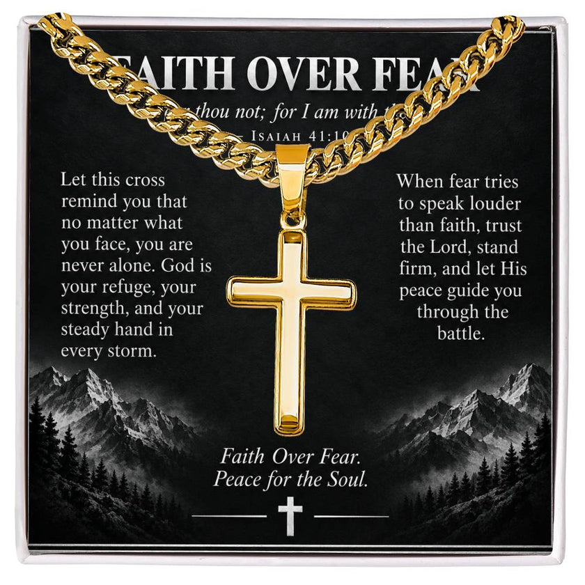 Faith Over Fear – Peace for the Soul Cross Necklace
