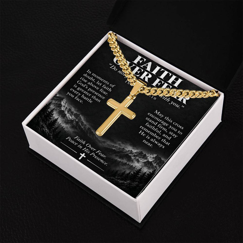 Courage Through Christ – Artisan Cross Cuban Link Necklace