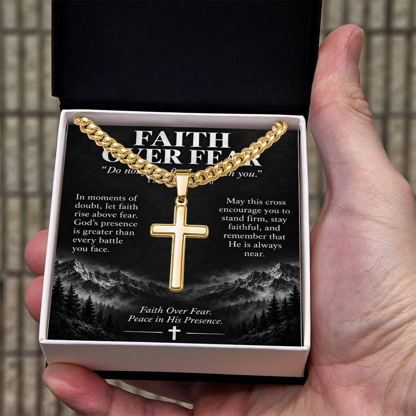 Courage Through Christ – Artisan Cross Cuban Link Necklace