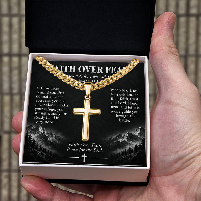 Faith Over Fear – Peace for the Soul Cross Necklace
