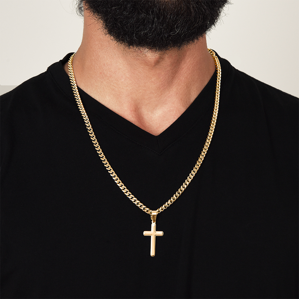 Strength Through Christ – Artisan Cross Cuban Link Necklace