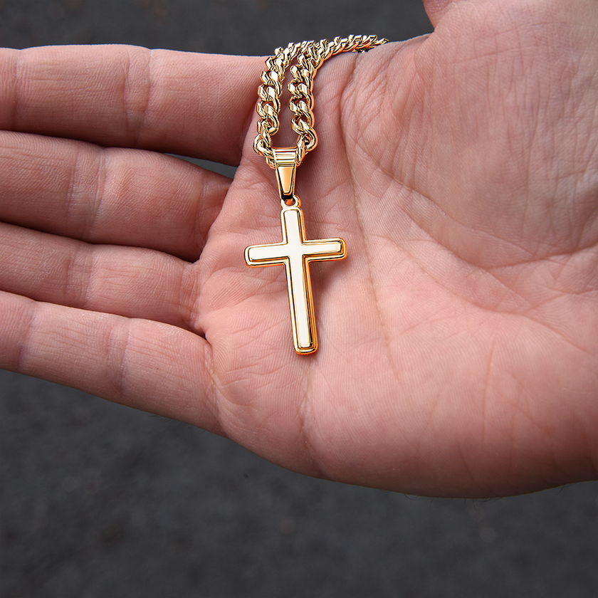 Strength Through Christ – Artisan Cross Cuban Link Necklace