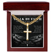 Walk By Faith – Trust Him Every Step Cross Necklace