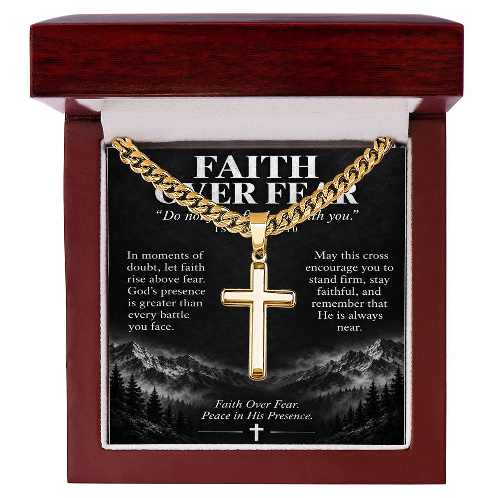 Courage Through Christ – Artisan Cross Cuban Link Necklace