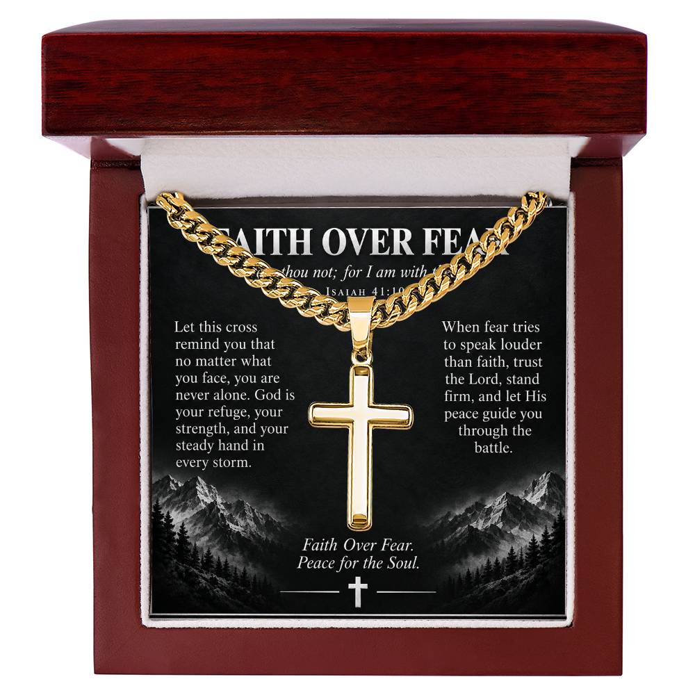 Faith Over Fear – Peace for the Soul Cross Necklace