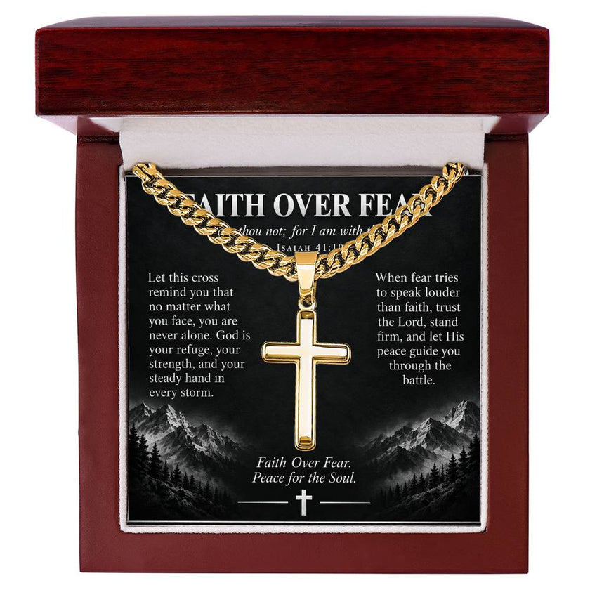 Faith Over Fear – Peace for the Soul Cross Necklace