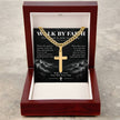 Walk By Faith – Trust Him Every Step Cross Necklace