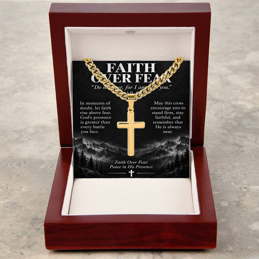 Courage Through Christ – Artisan Cross Cuban Link Necklace