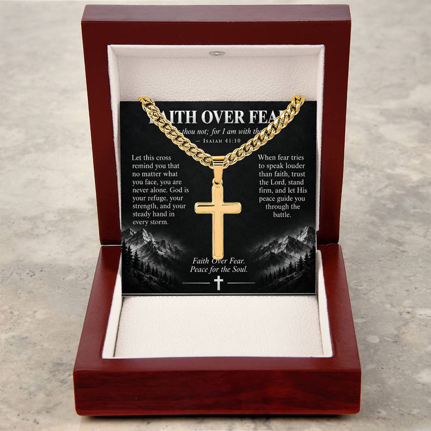 Faith Over Fear – Peace for the Soul Cross Necklace